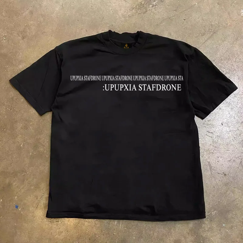 Loose Fit Cotton T-Shirt Unisex Short Sleeve Double Thread UPUPXIA Hero Print Sweat Absorbent round Neck Casual Summer Top