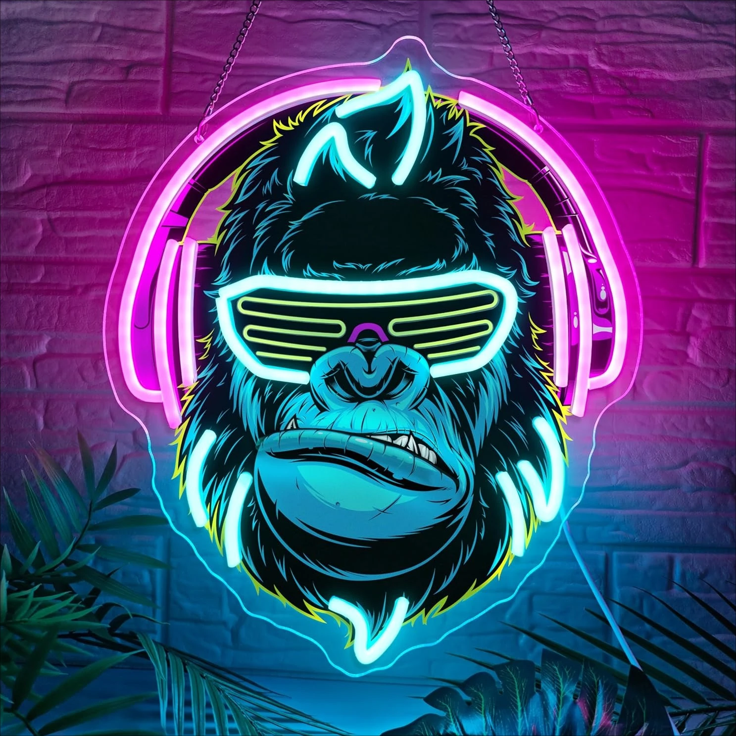 

Неоновая вывеска Monkey Gamer с регулируемой яркостью USB, светодиодная неоновая лампа для спальни, игровой комнаты, бара, паба, украшения комнаты, подарки для ПК, геймера для мужчин