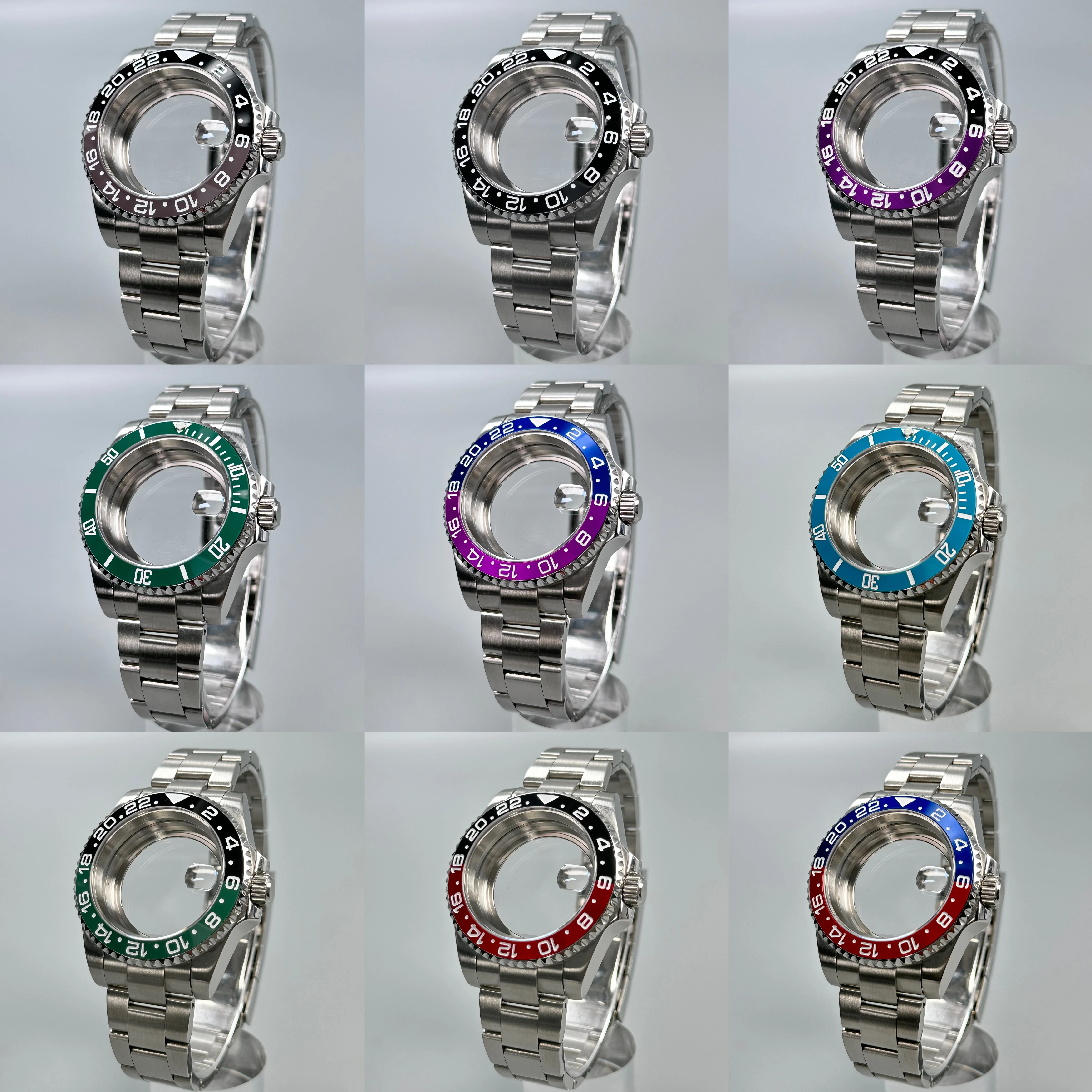 

High-Quality 40mm Stainless Steel GMT/SUB Diver Watch Case Sapphire Glass Water-Resistant Fits NH35/NH36 Movements 28.5mm Dial