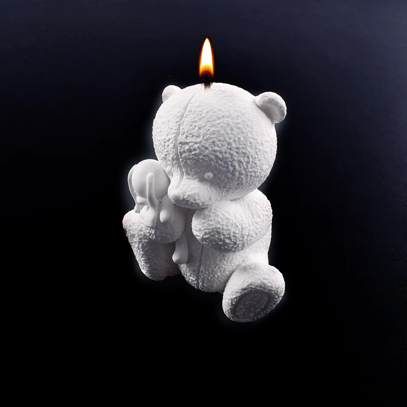 Baby Bear Silicone Candle Mold for DIY Aromatherapy Candle Plaster Ornaments Soap Epoxy Resin Mould Handicrafts Making Tool