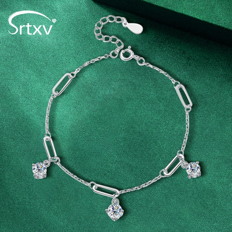 

Full D Color Moissanite Bracelets for Women 1.5CTTW S925 Sterling Silver Lucky Bangles Wedding Birthday Party Xmas Gifts Jewelry