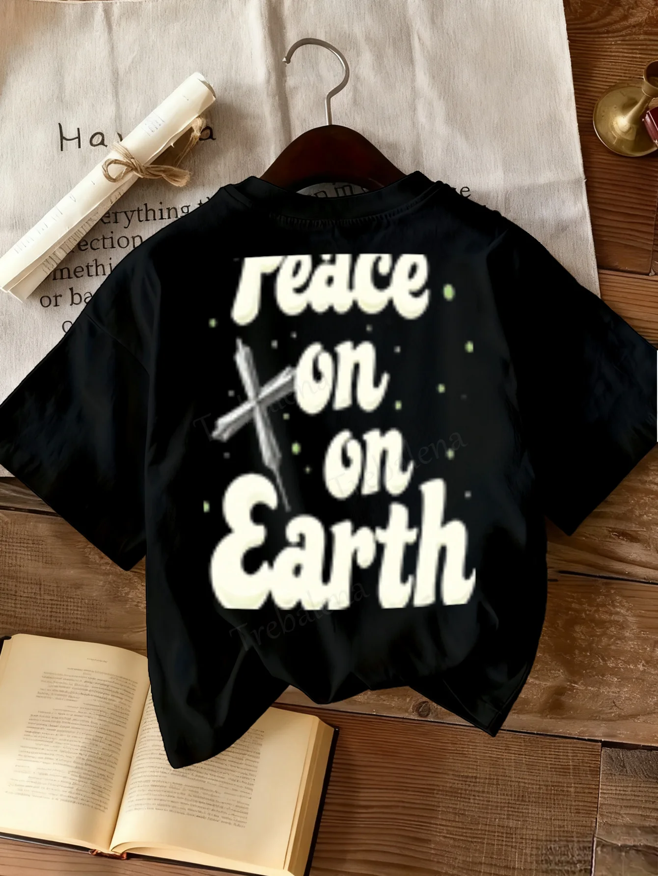 T-shirt da donna T-shirt da donna con stampa croce Peace on Earth
