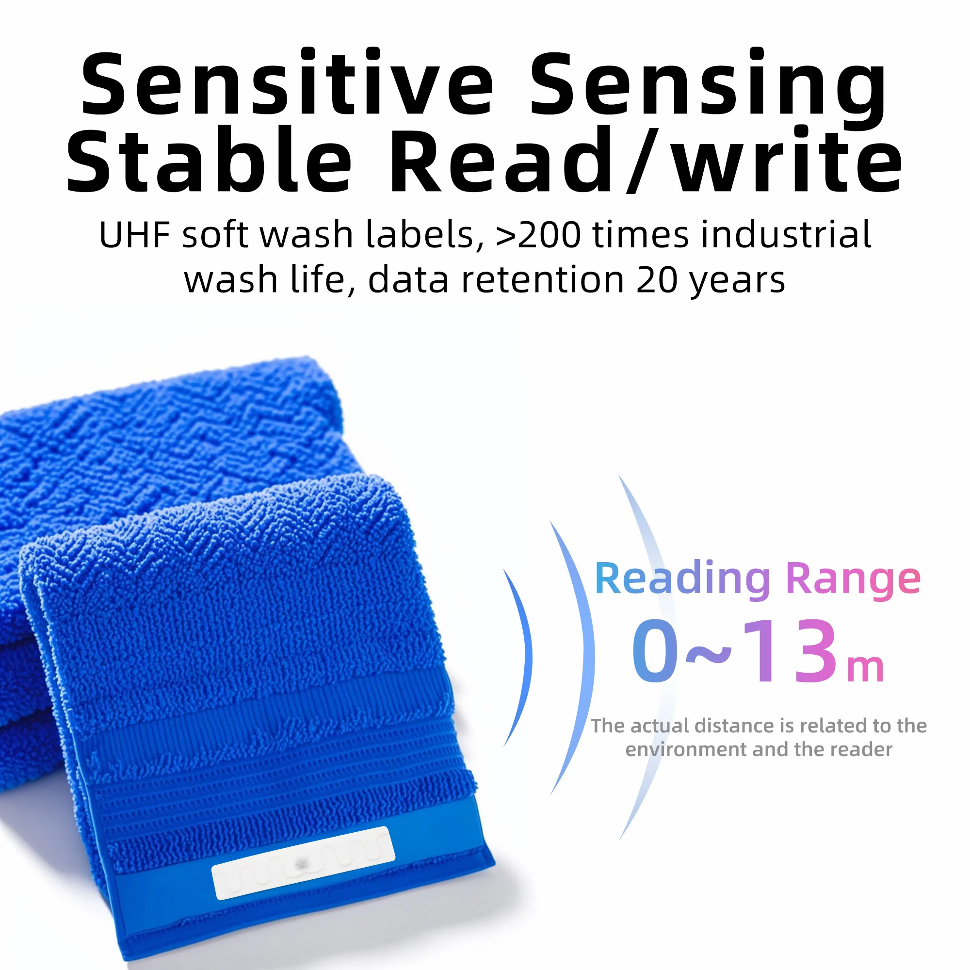 100 etichette di lavaggio a lunga distanza di lettura RFID UHF soft Wash etichette elettroniche 845 ~ 950 MHz oltre 200 la vita di lavaggio industriale affidabile