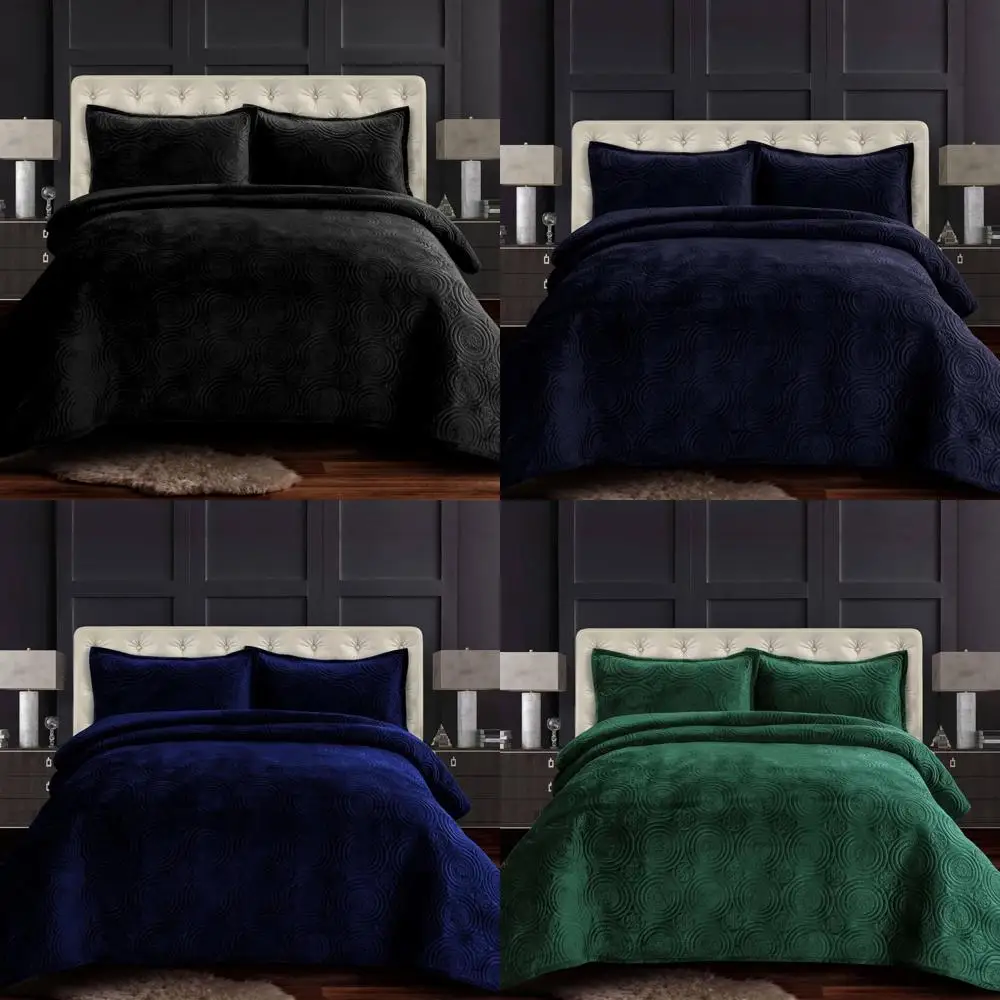 

Комплект бархатного одеяла большого размера для двуспальной кровати, 3 предмета, мягкость 260GSM, одеяло и два шага, черное бархатное постельное белье