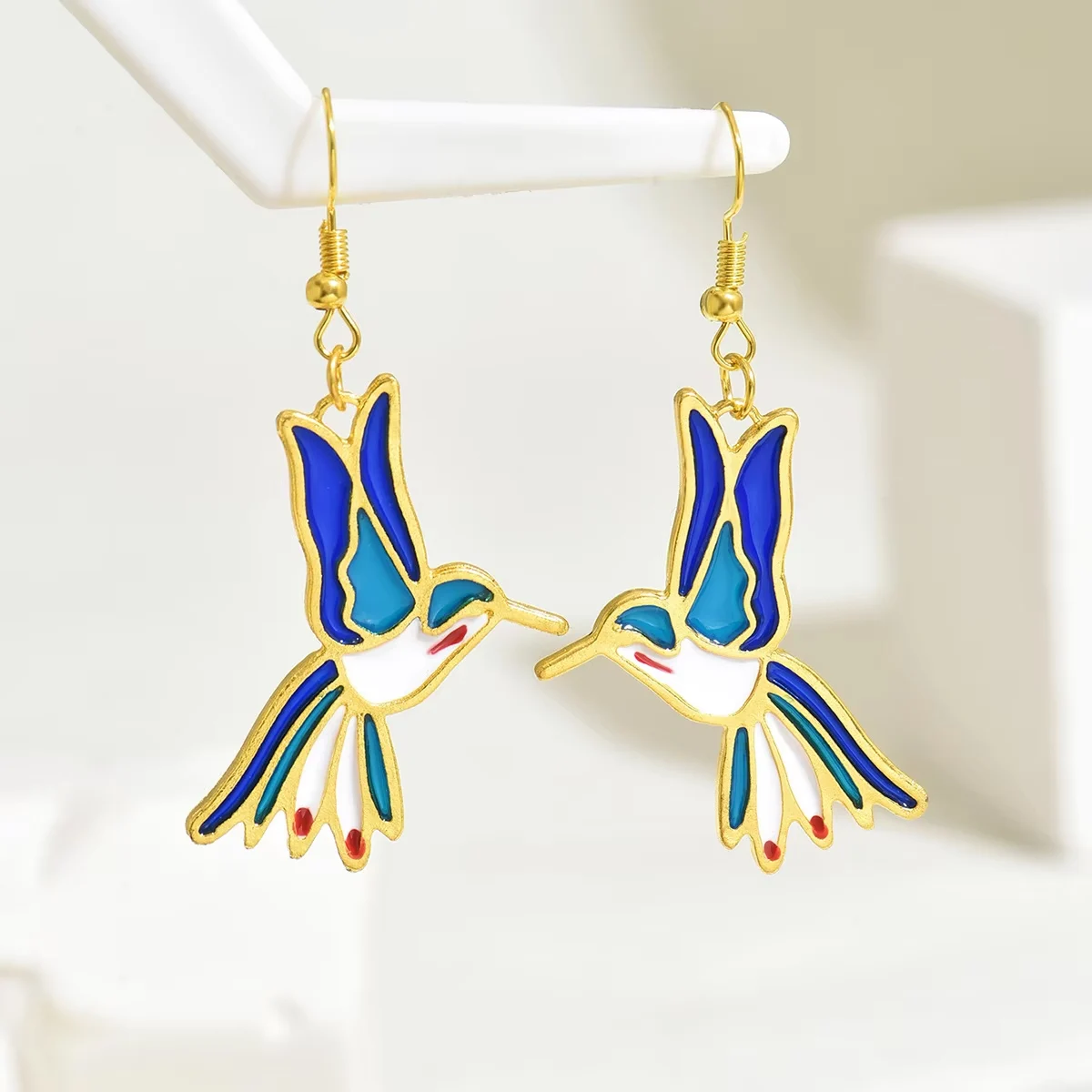 Obega Colorful Bird Drop Fish Hook Earrings Gold Silver Color Metal Enamel Dangle Earrings Fashion Trendy Animal Jewelry