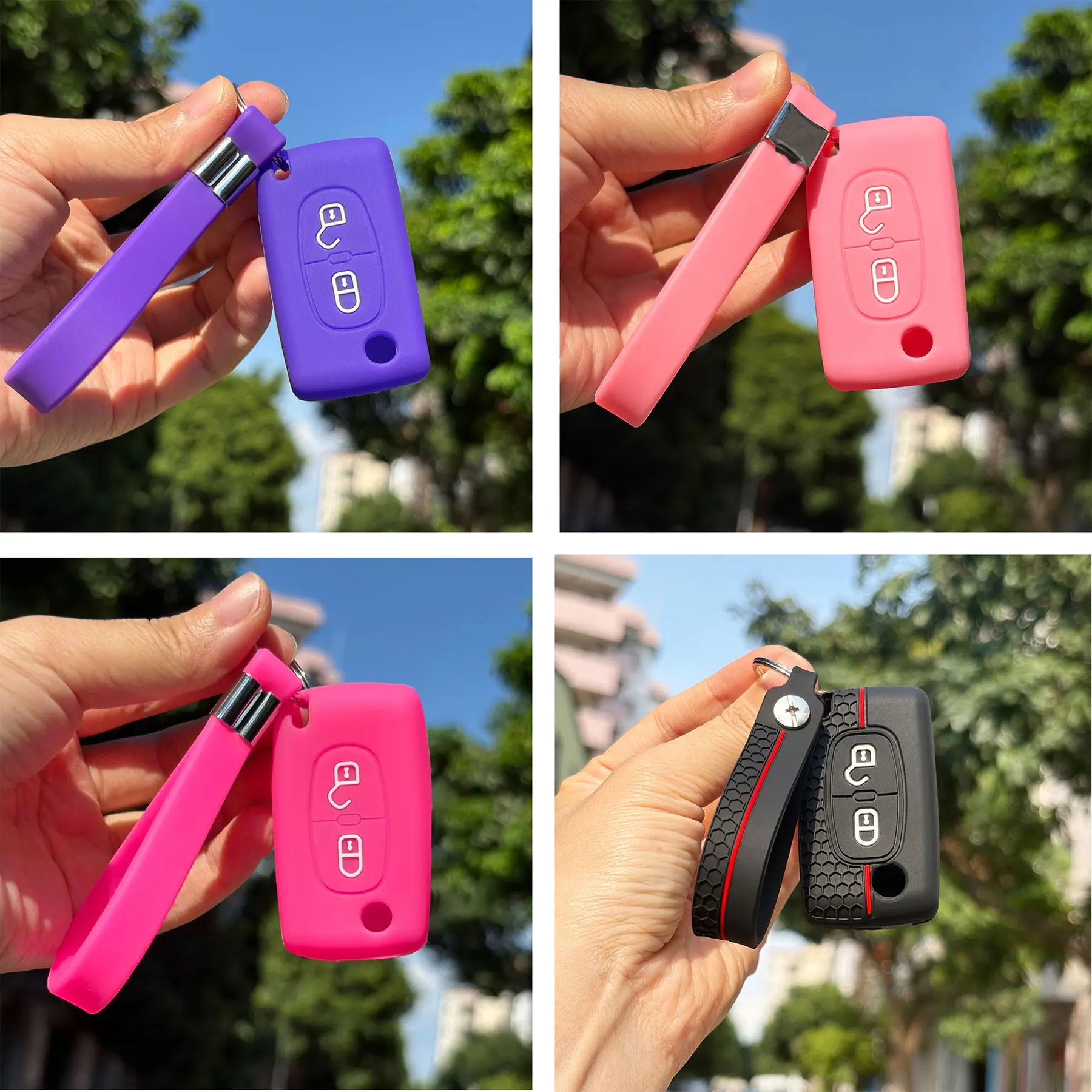 

2Button Keychain Cover For Citroen C3 C4 Picasso Berlingo C-Crosser Case For Peugeot Partner Tepee 207 307 407 Knife Filp Caps