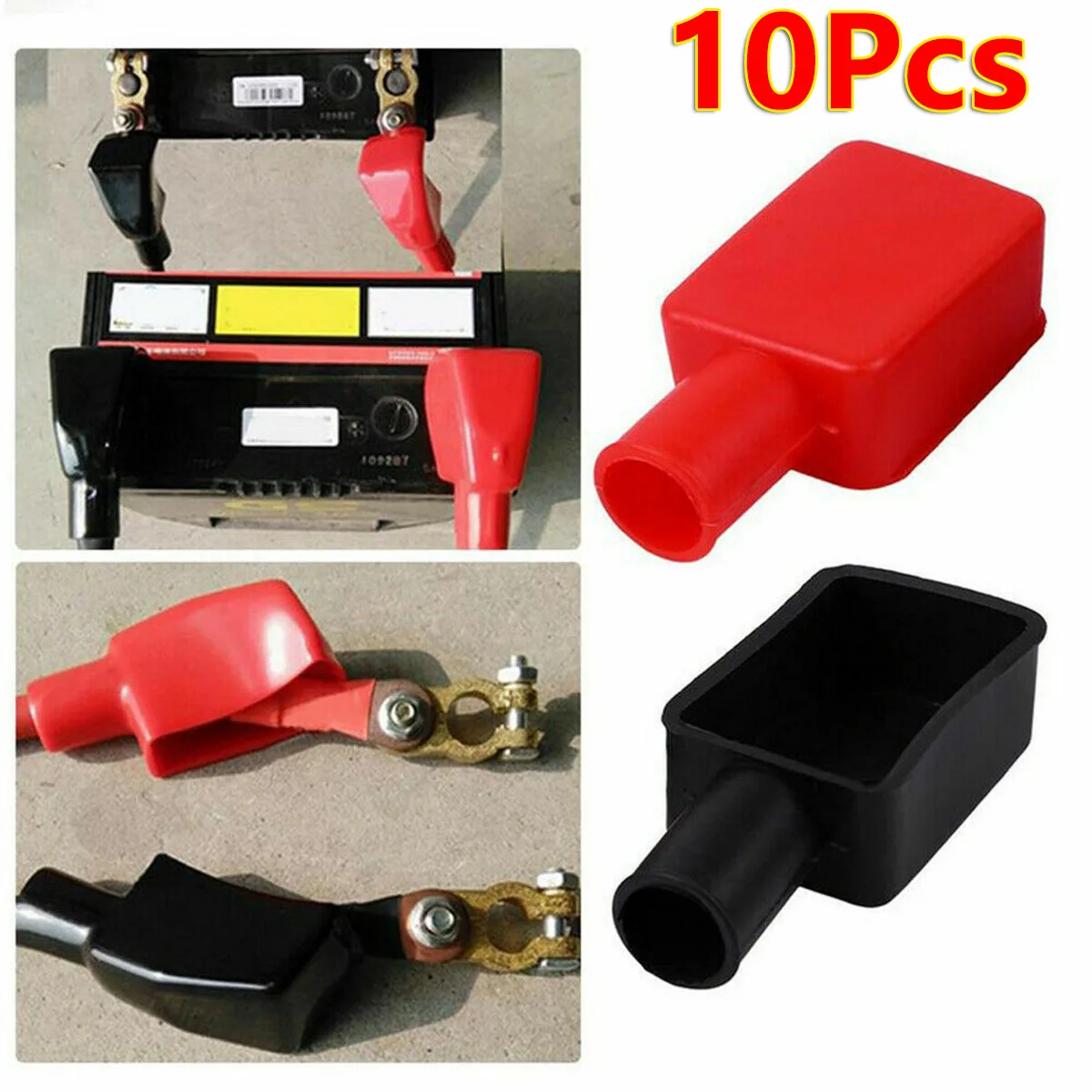 

10Pcs Car Battery Pole Positive And Negative Protection Cover Soft Plastic Flexible Battery Terminal Insulator Protective