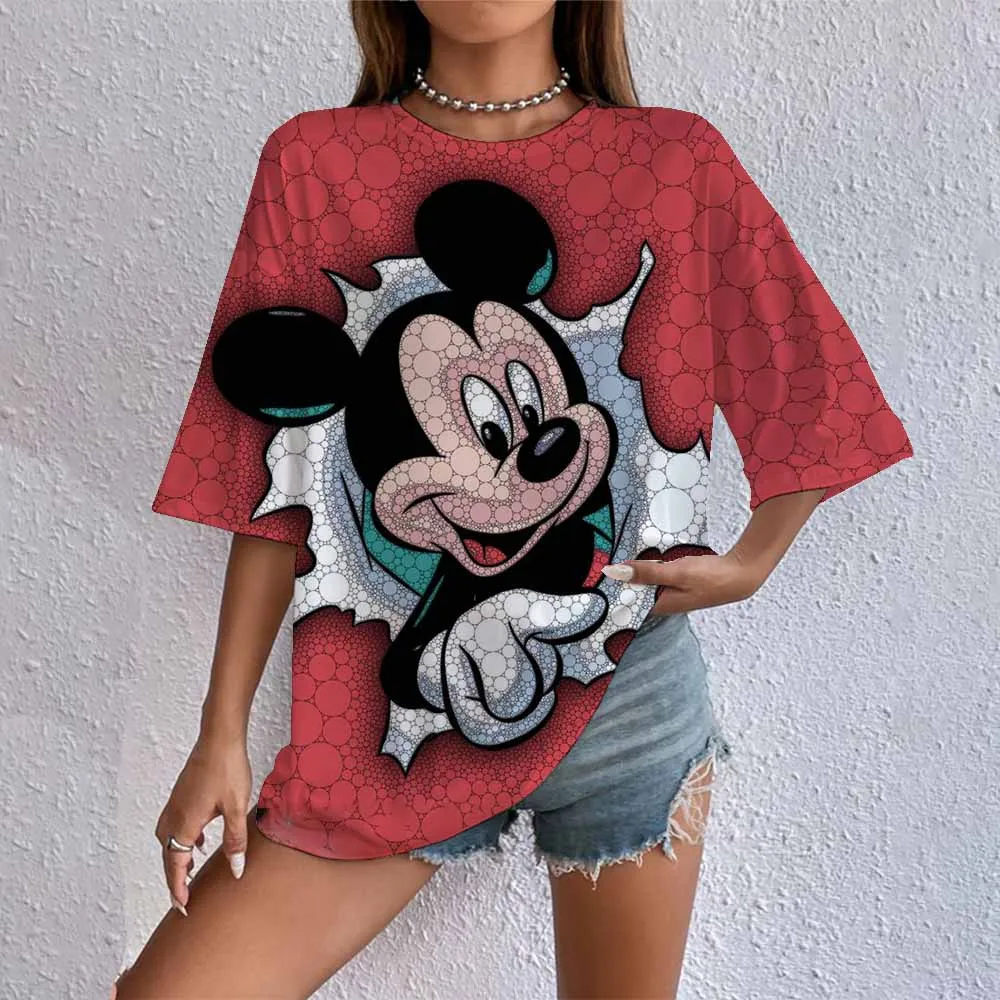 Femmes T-Shirts Kawaii Disney Mickey Mouse imprimé T-Shirts mode été décontracté femme vêtements confortable hauts de rue