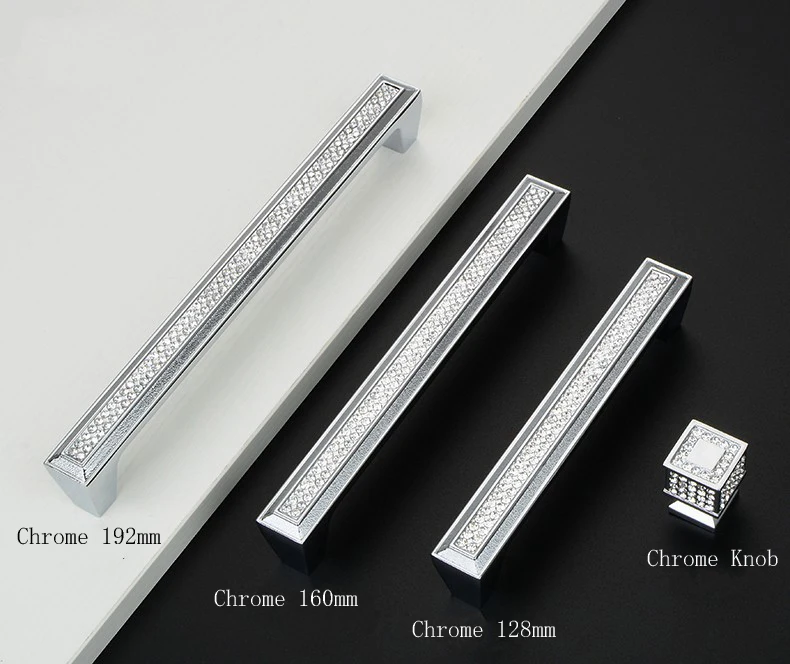 Luxury Crystal Glass Diamond Knob Furniture Golden Handle For Wardrobe Drawer Knob Kitchen Cabinets Cupboard Dresser Door Pulls