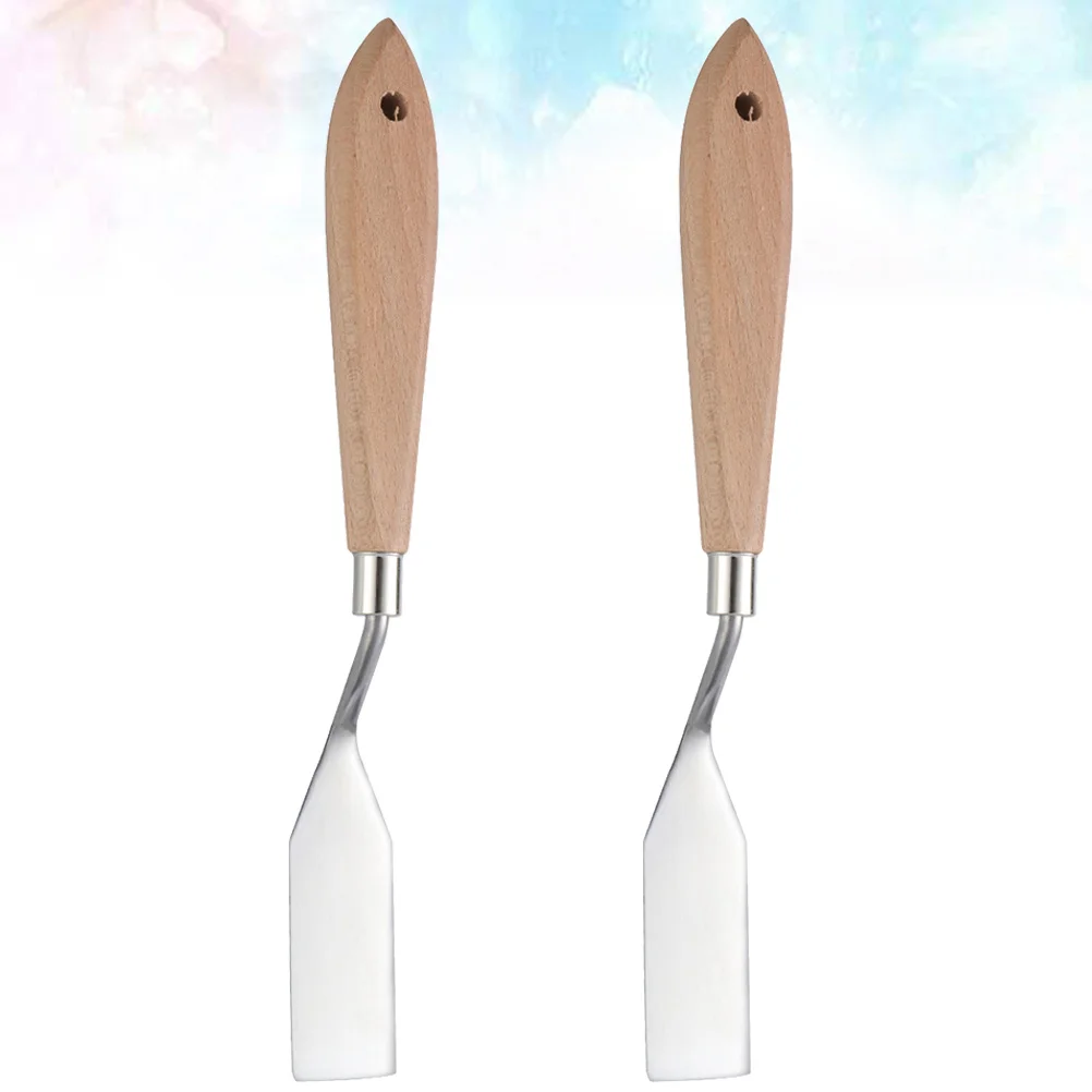 

2Pcs Durable Oil Paint Scraper Stainless Steel Wood Handle Smooth Edges Ideal for Professional Artists and Students