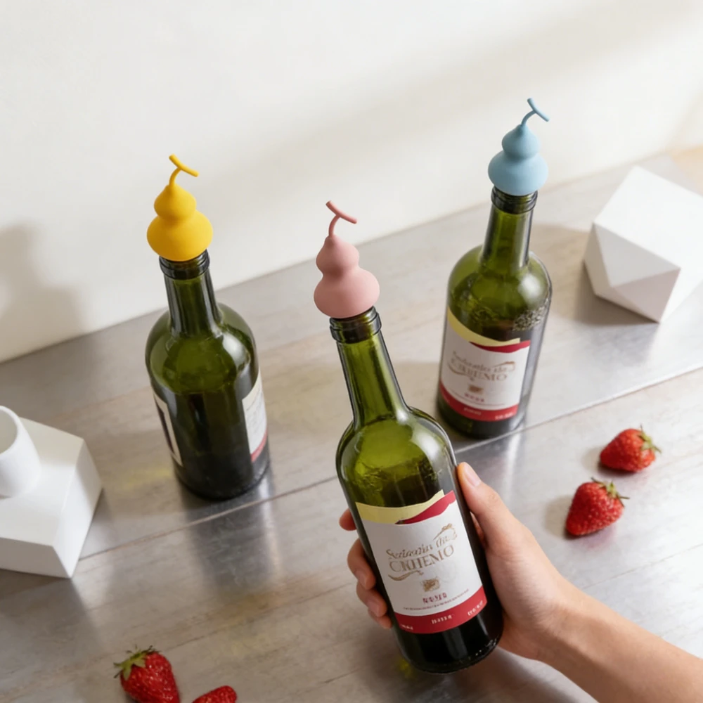 Silicone Sealing and Preservation Bottle Cap for Gourd-shaped Wine Bottle Decorative Stoppers for Champagne and Red Wine Bottles