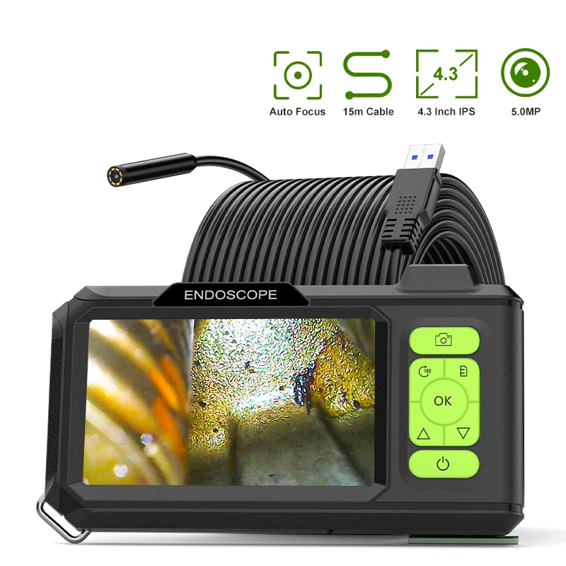 

4.3'' IPS Screen Borescope Single Lens 1920P HD IP67 Endoscope 8mm Autofocus Camera Split Design Inspection Camera for Piping
