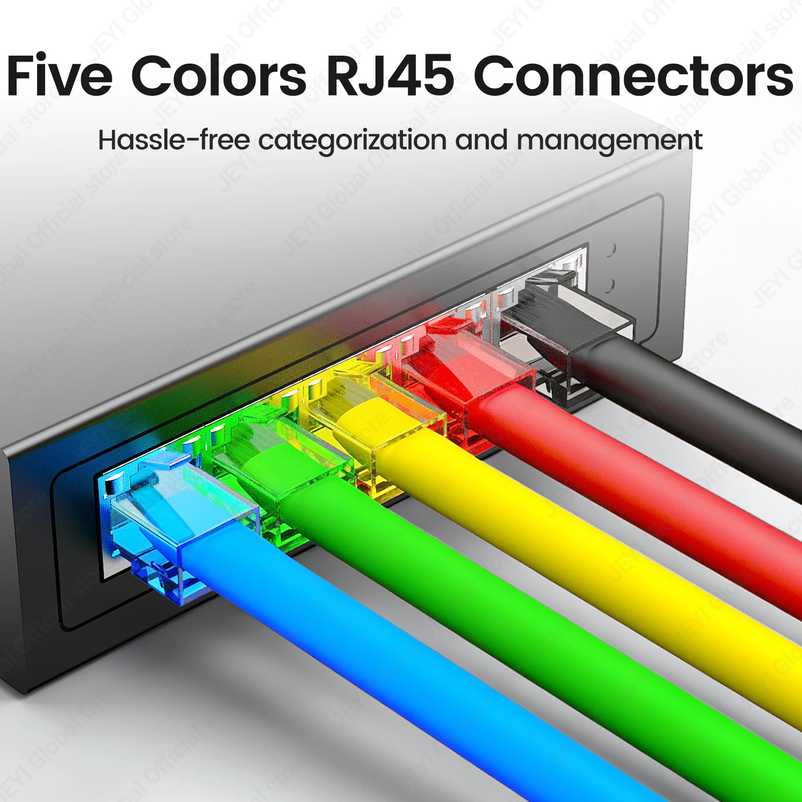 JEYI RJ45 Cat6 Through Connectors Pass Assorted Colors EZ to Crimp Modular for Solid or Stranded UTP Network Cable 100/50/10Pcs view 5