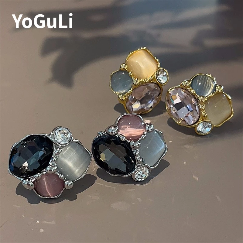 

Modern Jewelry Luxury Temperament Colorful Glass Irregular Earrings For Women Wedding Gifts Delicate Design Accessories