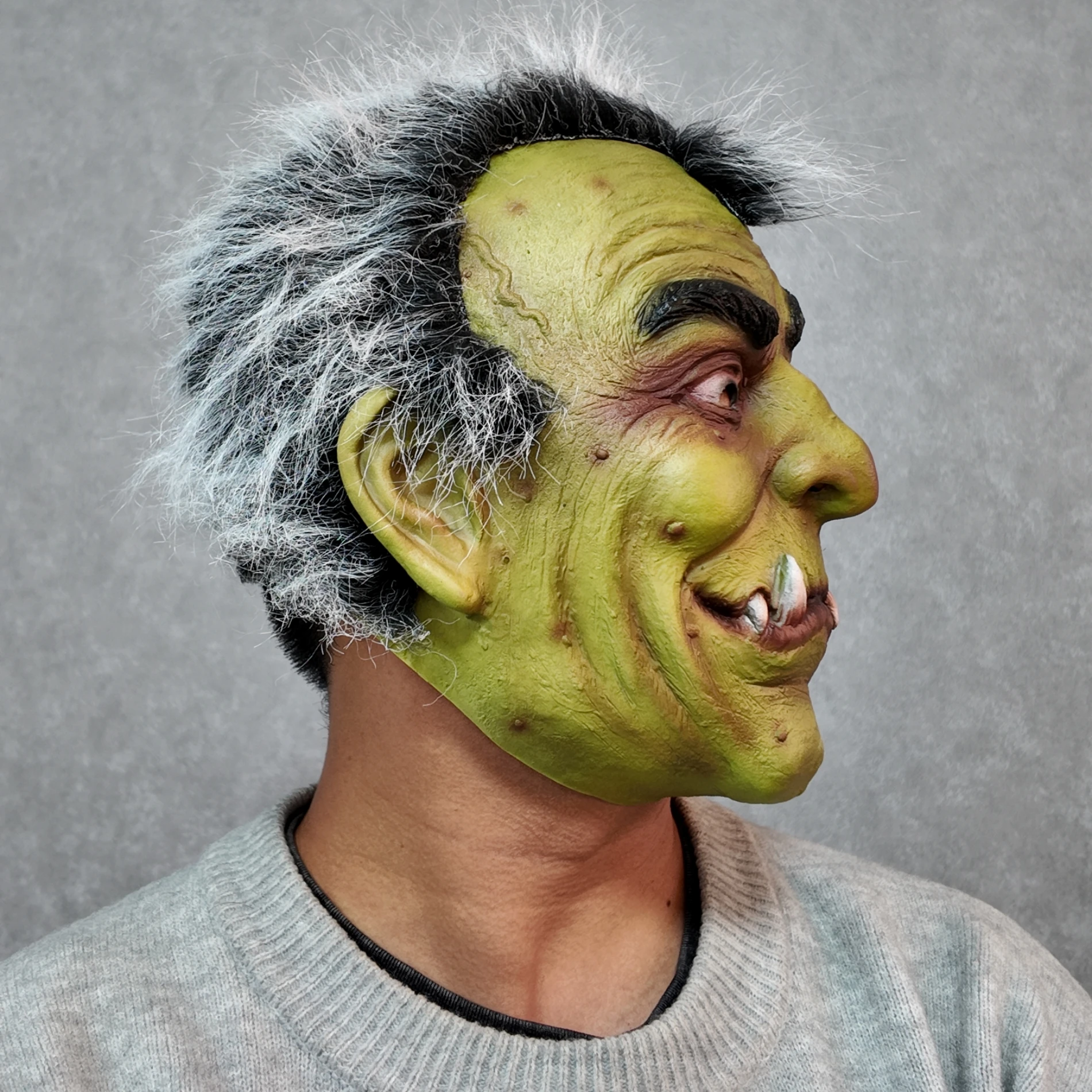قناع رعب مونستر من اللاتكس مع شعر لحفلات الهالوين |   قناع وجه أخضر مخيف للبالغين |   الدعامة زي مخيف