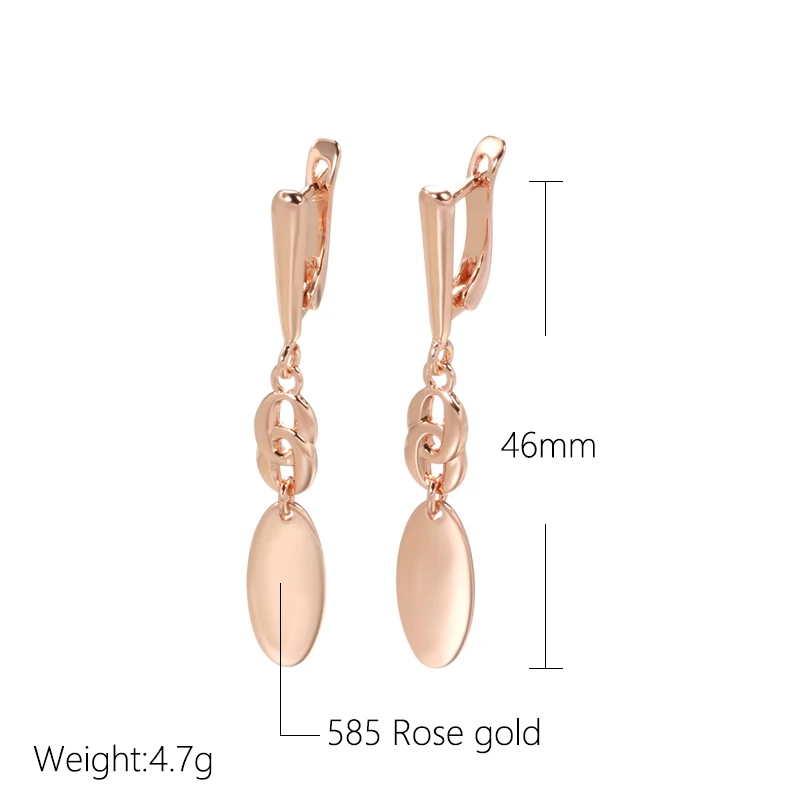 Kinel Hot Fashion Glossy Dangle Earrings 585 Rose Gold Simple Geometry Earrings For Women High Quality Daily Fine Jewelry