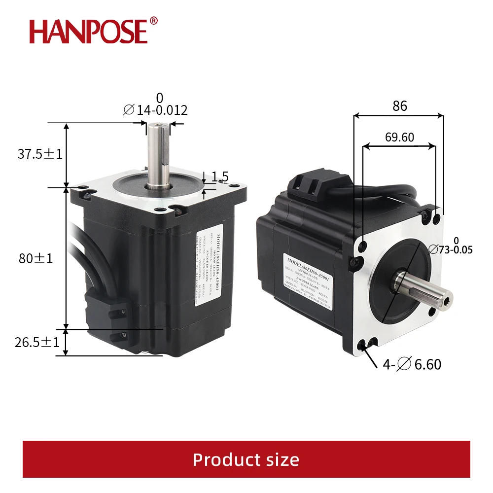 Hanpose Nema34 Closed-loop Step Motor 4.0N.M 4.0A 86 Hybrid 86EH80 + CL86 Drive Torque Motor Cnc Kit Closed Loop Stepper Motor