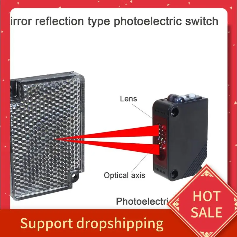 B44C E3Z-R61 NPN Photoelectric  Sensor With Bracket Mirror Reflection Photoelectric Switch Sensor 2M Range