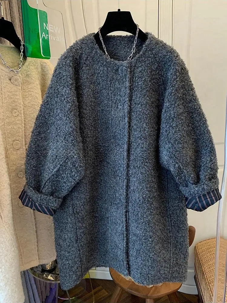 معطف SuperAen ذو صدر واحد برباط متوسط الطول للنساء بخصر وأكمام طويلة سترة خريف وشتاء 2025