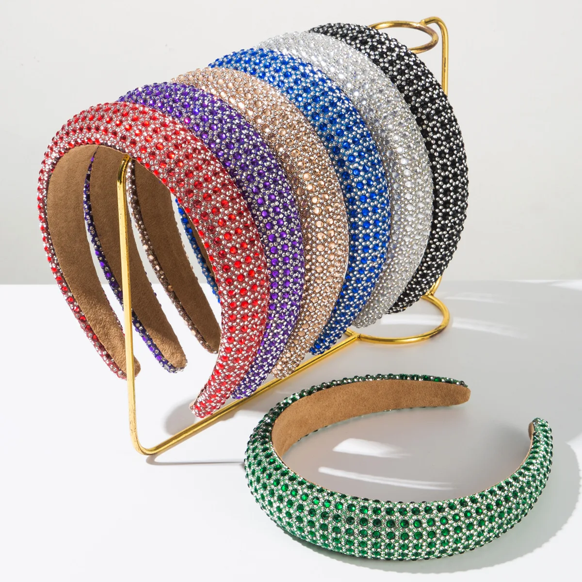 

Rhinestone Sparkly Fancy Headbands for Women Girls Wide Headband Non-slip Purple Blue Green Hairband Hair Accessories for Gifts