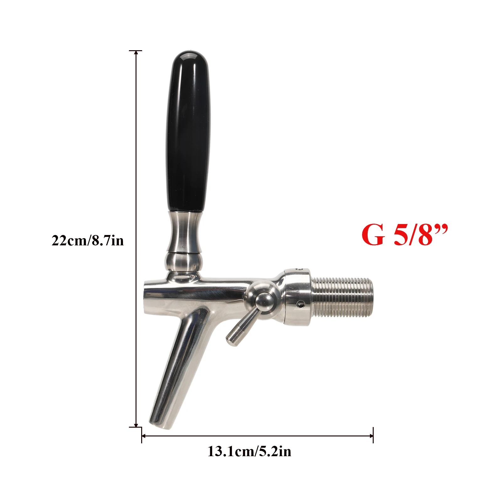 Flow Control 100% Stainless Steel 316 Tap with Long Spout 53mm Shank and 10mm Bore G5/8