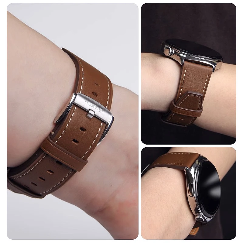 Оригинальный ремешок Huawei 22 мм из воловьей кожи, коричневый ремешок для часов HUAWEI Watch GT5 46 мм/Watch 5Pro 46 мм/GT4/GT3/GT2/GT3 Pro 46 мм