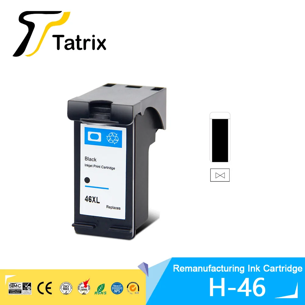 Tatrix HP46 46 Premium Black Remanufacturing Color Inkjet Ink Cartridge for HP Deskjet 2520hc 2020hc 2029 2529 4729 Printer