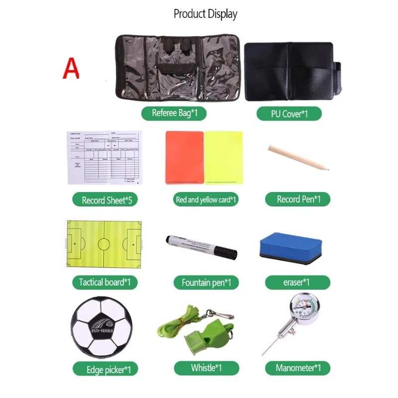 Professional Football Referee Bag With Whistle Red Yellow Cards Pick Edge Coin Barometer Soccer Wallet Set Kit Referee Equipment