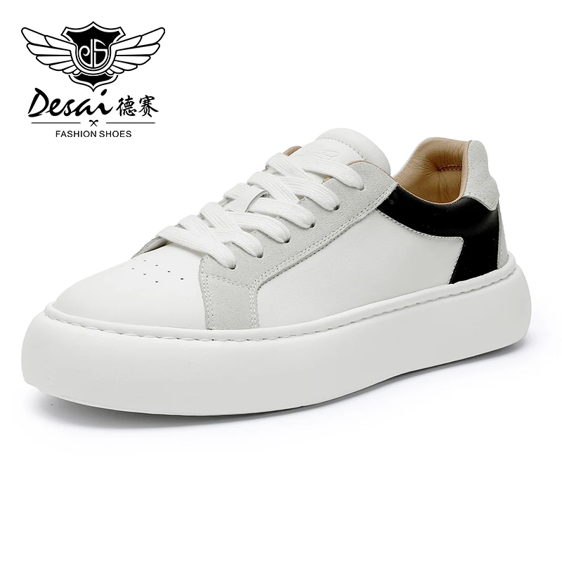 DESAI Men Casual Shoes Genuine Leather Male Sneakers Summer Breathable 2023 Shock Absorption Outsole Soft