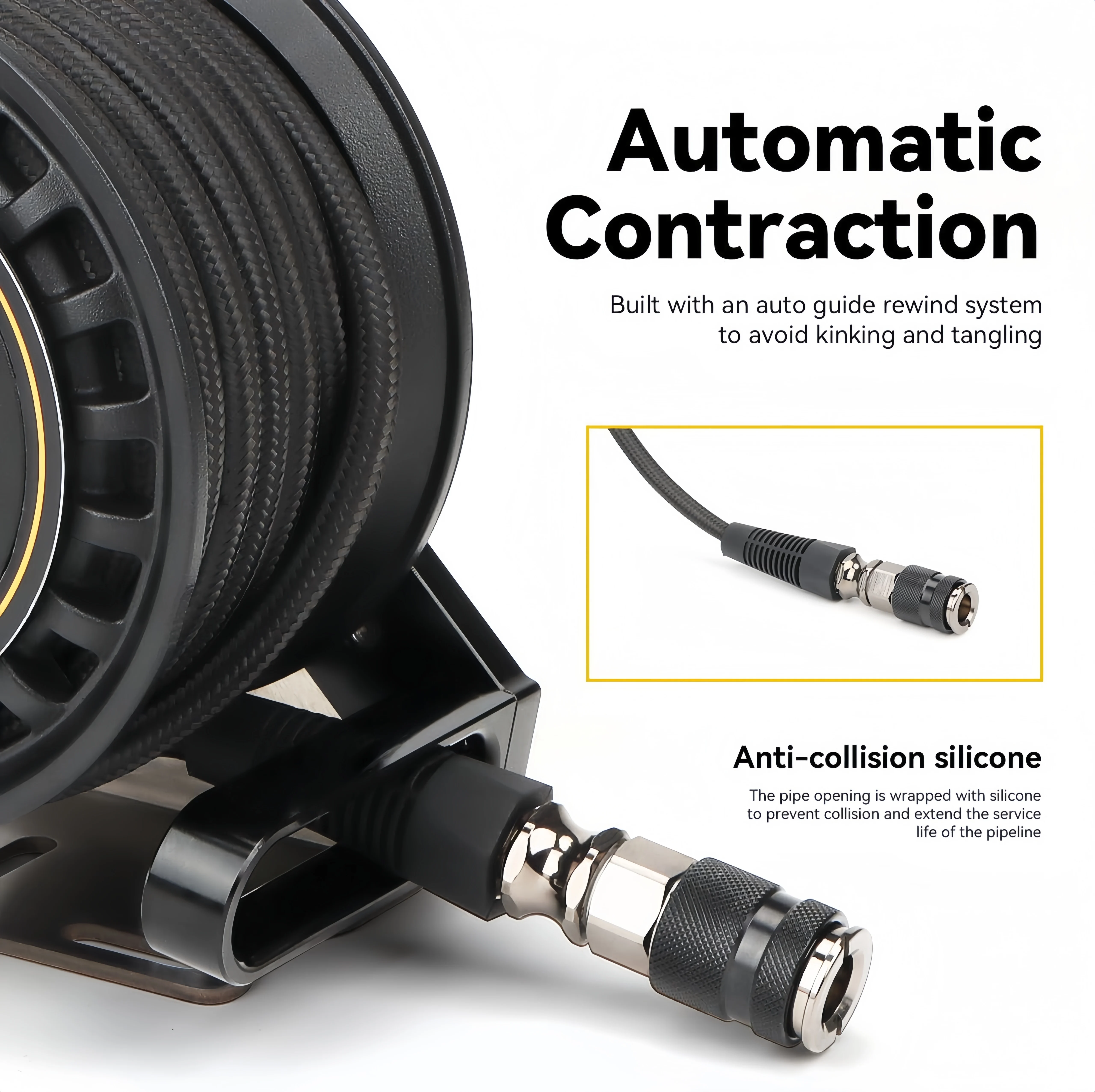 Self Retracting 220PSI 7m Hose All-Terrain Tire Inflator 4x4 Off-Road Air Pump Automatic Retractable Air Hose Reel for Garage