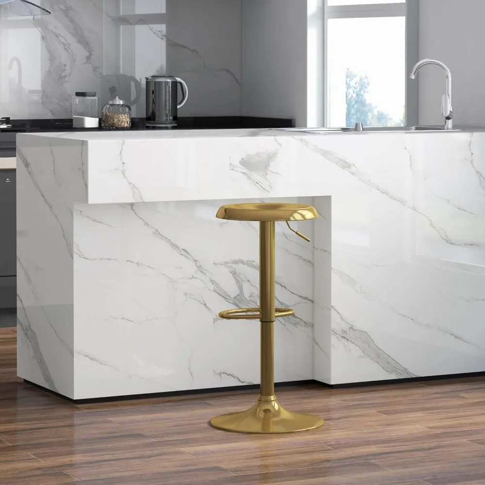 مقعد مرتفع معدني دوار قابل للتعديل، كرسي بارتفاع عداد بدون ظهر للمطبخ وغرفة الطعام