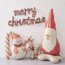 New Matte Series Christmas Aluminum Film Ball Standing Santa Claus Cane Snowman Standing Elk Balloon