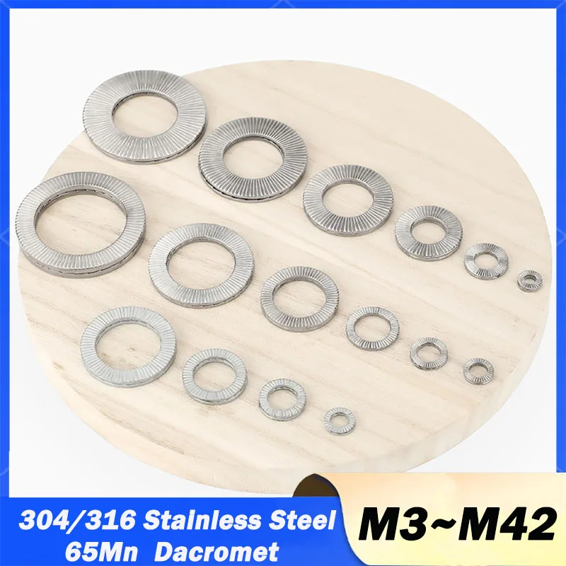 2/5/10/20Pcs Double Deck Self-Lock Washers Wedge Loose Proof Shock Proof Gasket 304/316/65Mn  Dacromet Stainless Steel M3 M4~M42