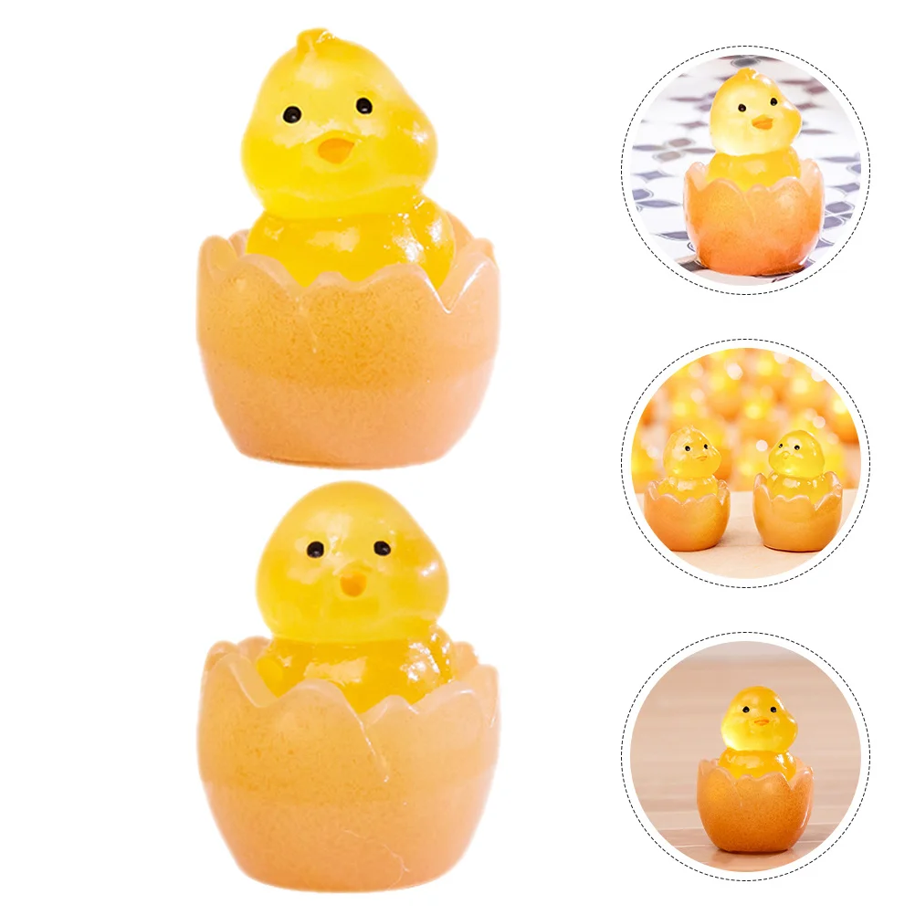 

10pcs Night Light Mini Chicken Duck Resin Luminous For Garden Micro Landscape Decor Glow In The Dark Chick Statue