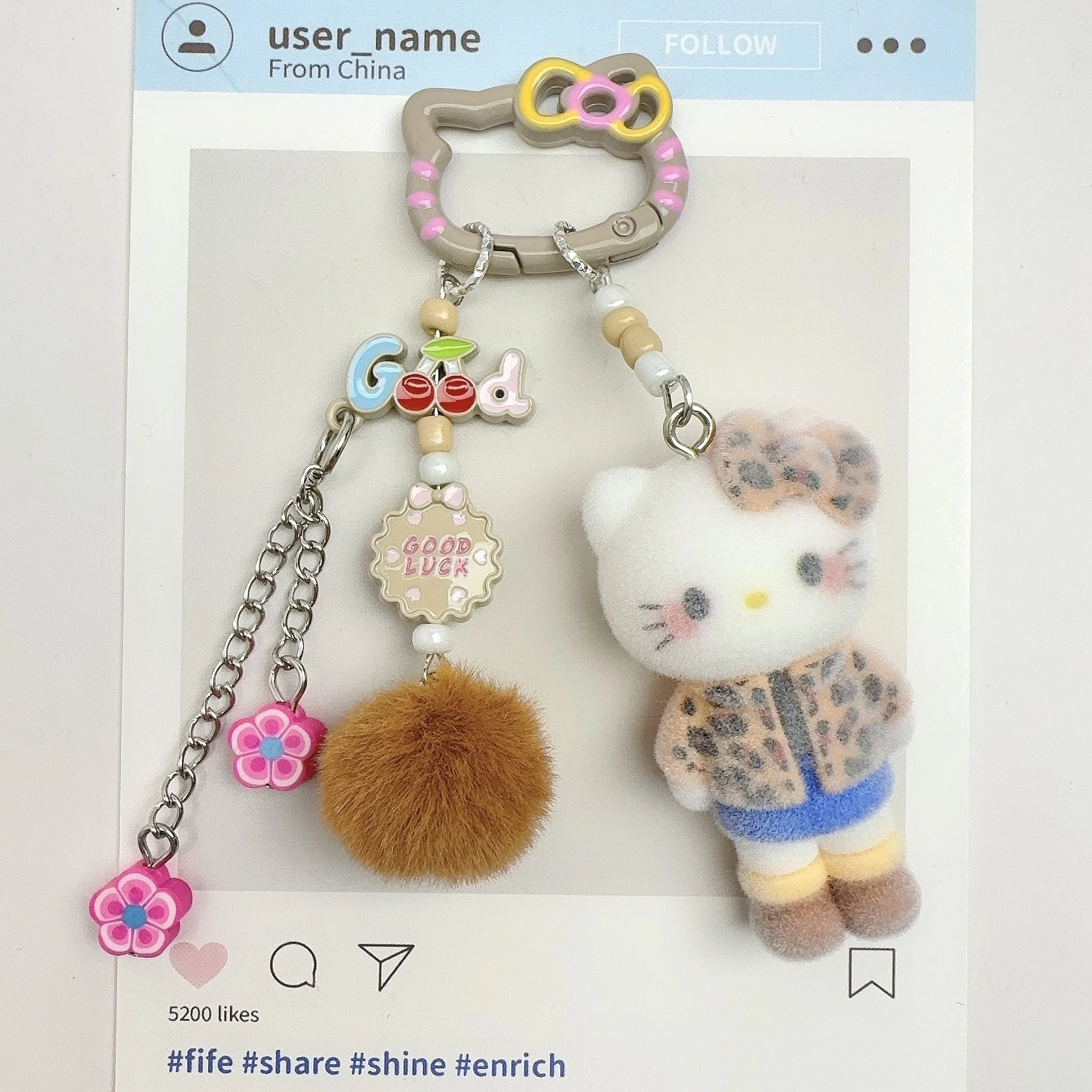 لطيف ل مرحبا كيتي المفاتيح لعبة من الكارتون متعة الملونة دمية على ظهره قلادة سيارة الديكور سلسلة معلقة هدية عيد الميلاد #4