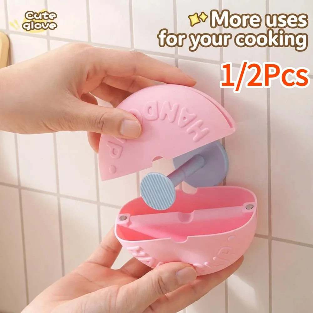 1/2Pcs Sweet Donut Silicone Insulated Gloves Wall Mounted Non-Slip Oven Mitts Cute Durable Heat Resistant Gloves Pot Pan