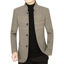 Nuovi uomini abiti da lavoro cappotti Casual blazer di lana giacche miscele di lana uomo autunno Slim Fit blazer abiti cappotti abbigliamento uomo