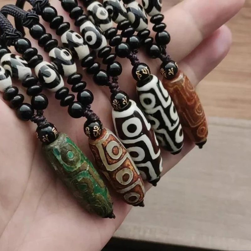 1Pc Nine Eye Tibet Dzi Pendant Necklace Tibet Heaven Bead Bring Good Luck