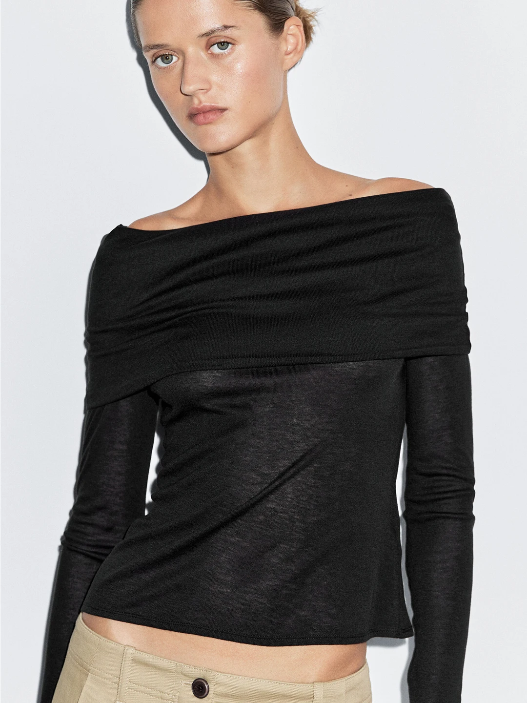 Ele mat longo sve camiseta de malha feminina busin casual faion fino ajuste um ombro commute topo nova chegada