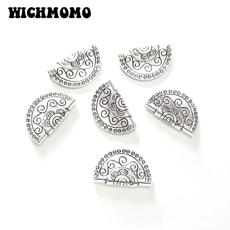 Cuentas de Metal de aleación de Zinc semicírculo para pulsera DIY, accesorios de joyería para collar, moda linda, 21x13MM, 10 piezas, nuevo