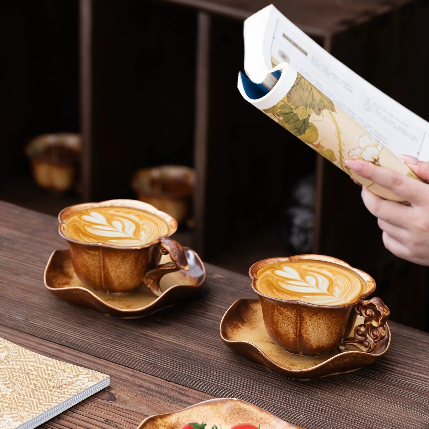 Kiln Coffee Cup American Retro Latte Flower Afternoon Tea Ceramic Cup Living Room Decoration Home Decoration Drinkware