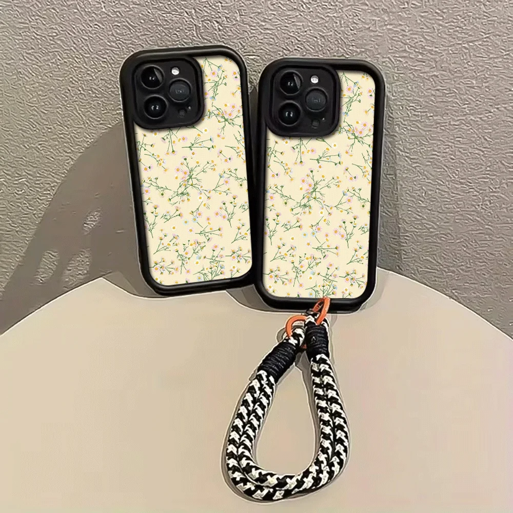 Cremegelbe Gänseblümchen-Handyhülle mit Trageschlaufe für Samsung Galaxy Note 20 Ultra S24 S25 S26 Plus S24 S23 FE S23 S24 S25 Ultra Cover – Detail 2