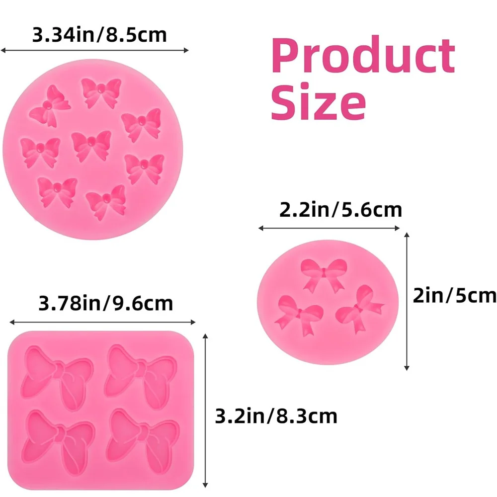 3 قطع القوس قالب من السيليكون فندان القوس قالب الشوكولاته الحلوى كعكة قالب شعبي القوس قالب لتزيين الكعكة ، DIY الحلوى ، فندان