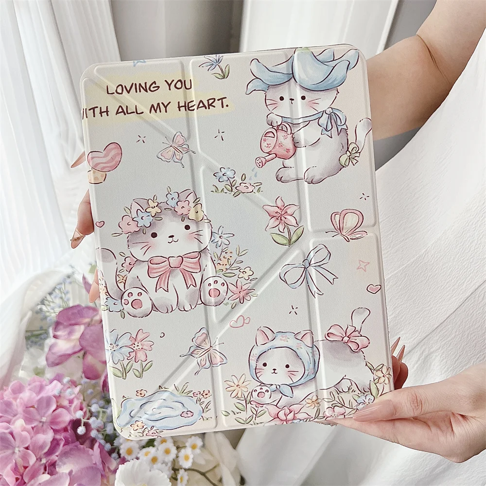 Korean Cute Kitten Cases for iPad 10th 10.9 Air 7 8 Pro11 13