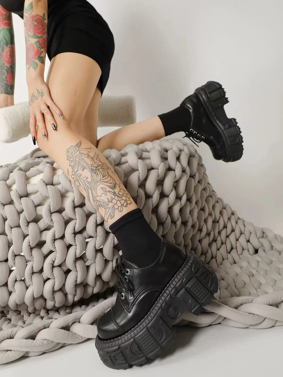 2026 New Ladies Outdoor Low-cut Punk Casual Shoes High-quality Ladies Increase Breathable Lace-up Casual Shoes Women's Shoes