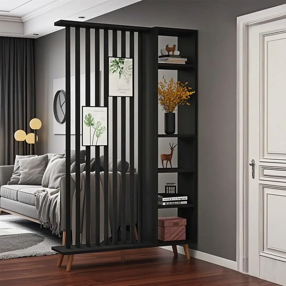 

Multi-unctional Wooden Room Divider Sn with Storage Shelves and Display Racks - ern Home and Oice Privacy Partition or Space Dec