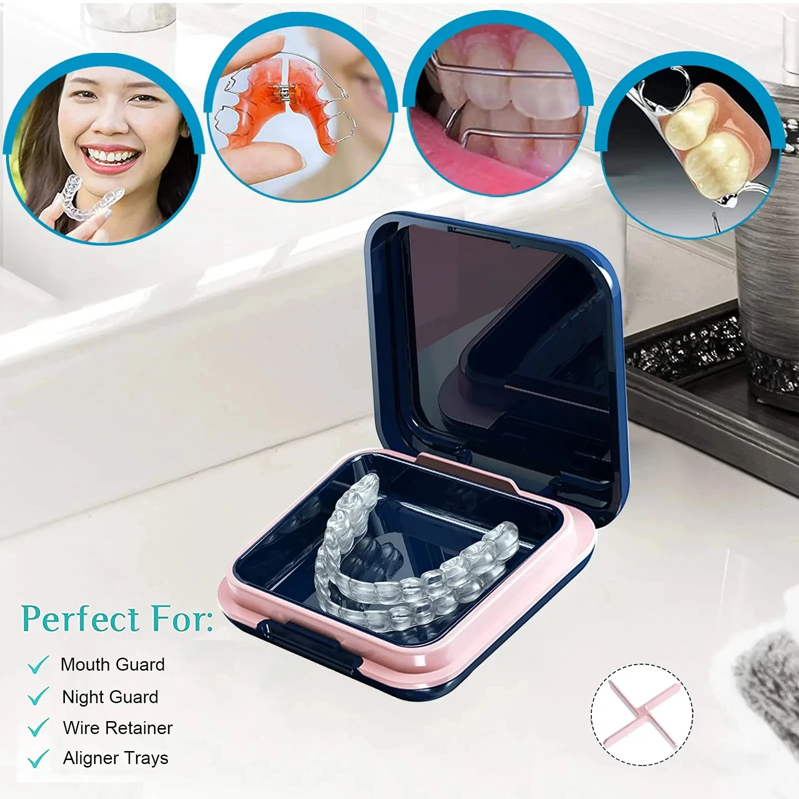 Orthodontic Denture Bracket Retainer Box Portable Night Protection Cute Ultra-Thin Mouth Guard With Cover Mouth Guard