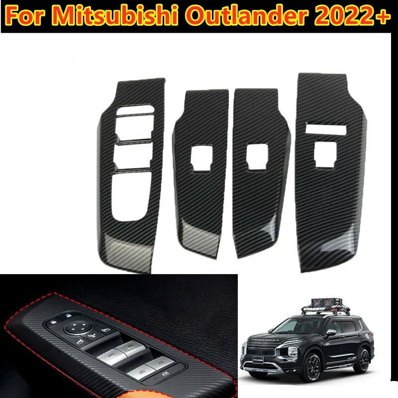 

Для Mitsubishi Outlander 2022, переключатель подъема окна из углеродного волокна, накладка на панель