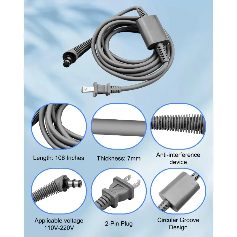 New Replacement Power Cord Accessory for Dyson Airwrap H01/05, Compatible with European Standard for Dyson Hair Straightener