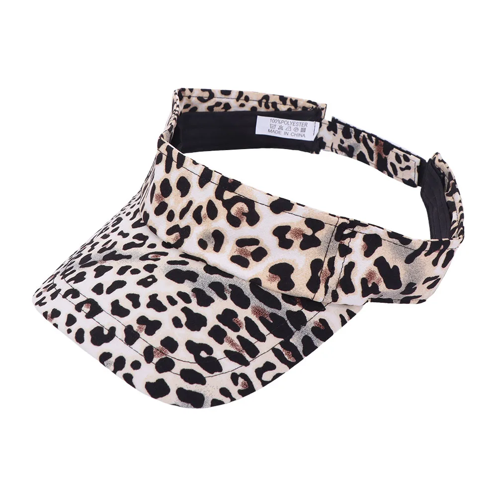 Korean Style Leopard Print Sun Hat Anti-UV Curved Brim Sun Protection Hat Peaked Cap Empty Top Women Sunshade Hat Travel